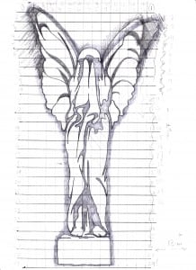 Fabric angel stencil drawing